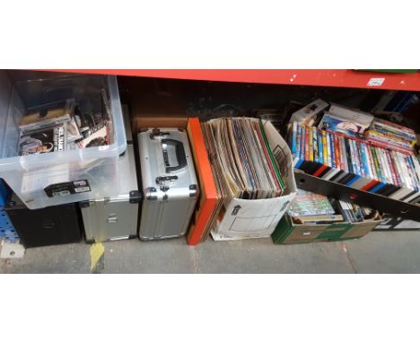 4 boxes and 4 cases of LPs, CD,s videos, DVDs etc
