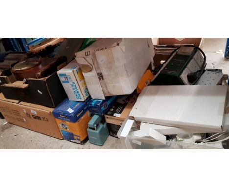 A mixed lot to include laminators, label maker, electrical sockets, shaver light, extractor ducting for HVAC, plant growth li