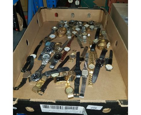 A box of wristwatches, Casio, Lorus, Addidas, Times, Lorus, Pulsar, etc.Condition:- General wear, cannot guarantee all watche