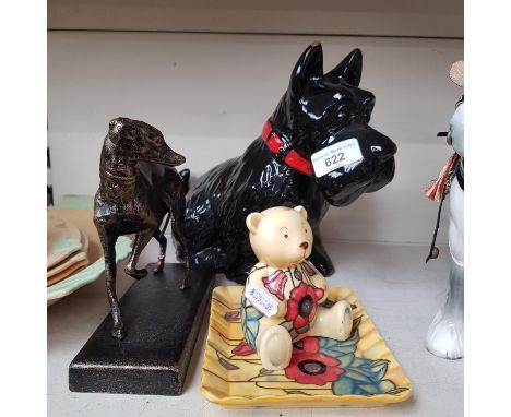 A mixed lot comprising Old Tupton Ware, ceramic Scottie dog and a cast metal greyhound.