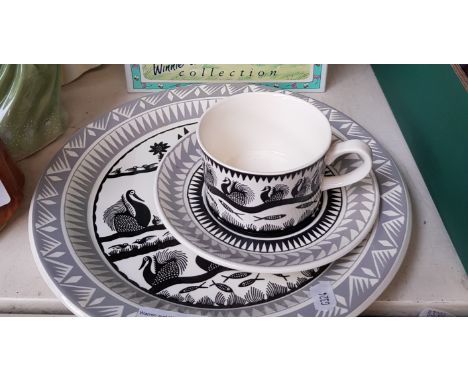 Royal Worcester Scottie Wilson design plate, cup and saucer