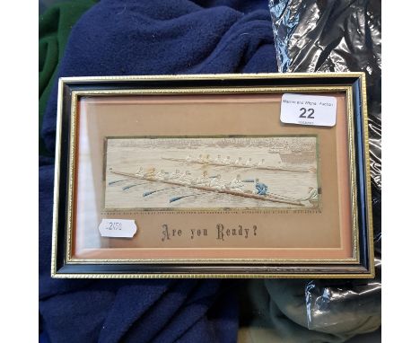 A Stevengraph pure silk woven picture depicting a boat race. 