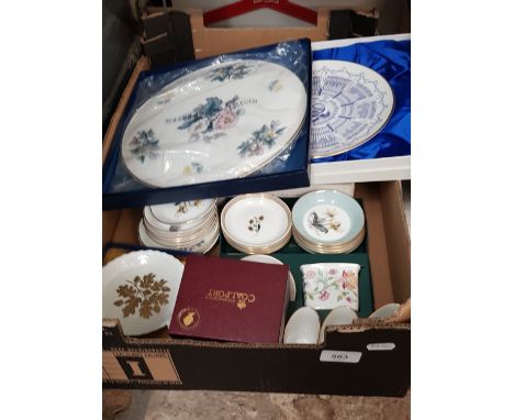 Royal Worcester boxed cake plate, 22 small Royal Worcester china items, boxed items by Minton and Coalport, boxed ltd edition