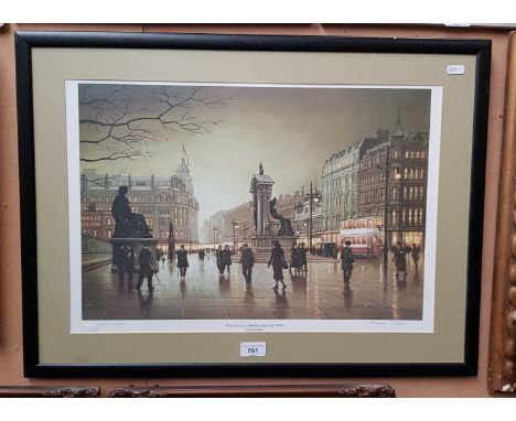 A signed limited edition print after Stephen Scholes (British, b.1952), 'Piccadilly Manchester 1928', 400/850, stamped 'Portf