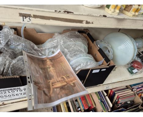 A Venetian opaline glass chandelier light fitting (parts missing). Condition- there are only four branches and four decorativ