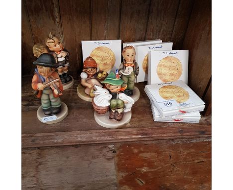 Hummel items- 5 figurines Max &amp; Moritz (1960-63), Little Fiddler, Playmates &amp; Chick Girl (all dated 1960-72) &amp; So