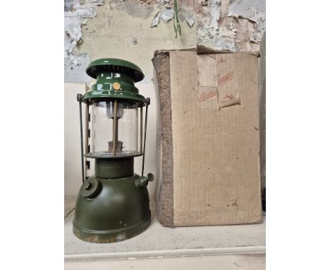 A military issue 'Bialaddin' Tilley lamp, model 305, with original box and spare shade.