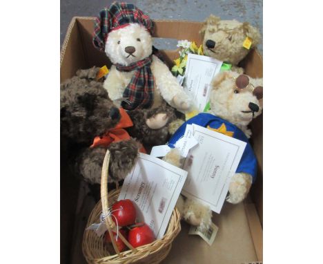 Modern Steiff teddy bears to include 'Sunny', 'Dylan', 'Scrumpy', 'Hamish Bear', all with certificates of authenticity.(B.P. 