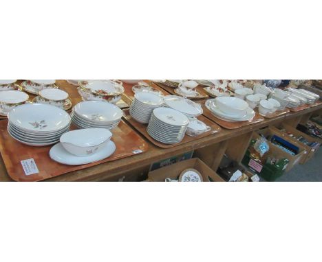 Six trays of Noritake china 'Margot' design Japanese porcelain china dinner and tea service to include; various sizes of plat
