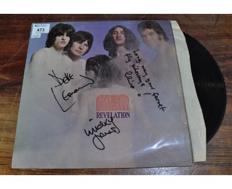 Vintage vinyl LP in sleeve, Man Revelation. Signed in pen. (B.P. 21% + VAT)&nbsp;&nbsp;Case creased and some wear. Slip prese