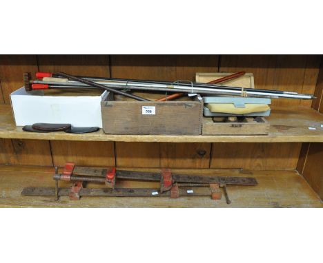 Collection of tools to include; drill bits, furnishing casters and similar items, clamps etc. (B.P. 21% + VAT) 