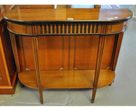 Edwardian style bow front console table with under tier on tapering fluted legs and ebonised finish. (B.P. 21% + VAT) 