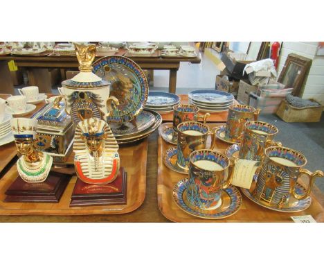 Two trays of Egyptian design English fine bone china by Compton &amp; Woodhouse to include; 'The Wonder of the Nile' series s