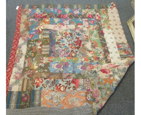 Vintage reversible cotton patchwork quilt, most patches of floral design.(B.P. 21% + VAT) 