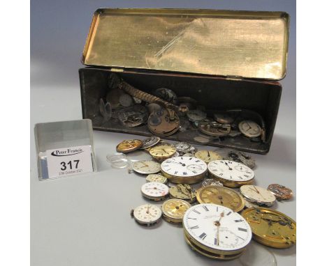 C.W.S vintage tin biscuit box, the interior revealing assorted watch parts and faces.(B.P. 21% + VAT) 
