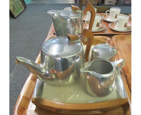 Four piece Picquot ware tea service with tray. (B.P. 21% + VAT) 