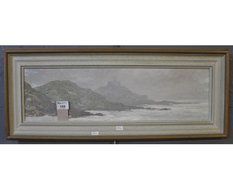 Gareth Thomas, 'Morning Light, Bracelet Bay', oils on board, 18 x 60cm approx, framed. (B.P. 21% + VAT) 
