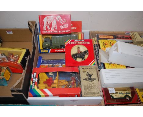 One box containing a quantity of mainly Britains and other plastic military and space related diecast models, to include Brit