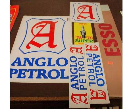 A small quantity of mid-20th century advertising stickers, to include Anglo Petrol and ESSO (5)
