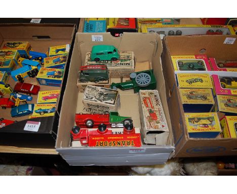 One box containing a quantity of Triang Minic and Brimtoy tinplate models, to include Triang Minic refuse truck, Triang Minic