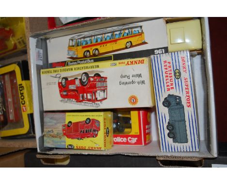 Six various boxed and playworn Dinky Toy diecasts to include No. 642 Pressure Refueller, No. 689 medium artillery tractor, No