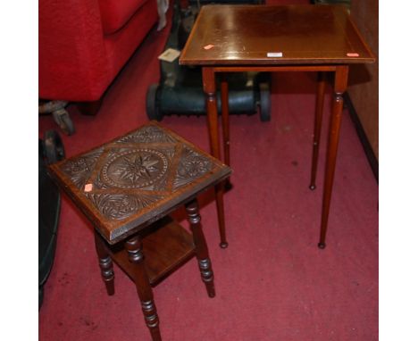 Occasional furniture, to include; an Edwardian satinwood and chequer strung square occasional table, a reproduction mahogany 