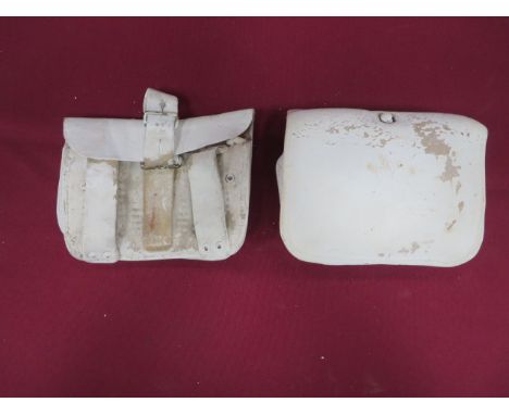 Two Slade Wallace 1888 Pattern Ammunition Pouches buff leather rectangular pouch. Rear double belt loops with central securin