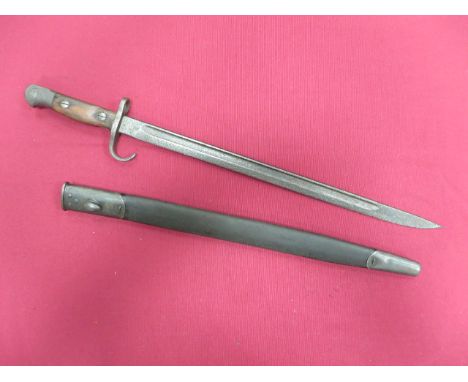 Rare British Hook Quillon 1907 SMLE Bayonet single edged blade with central fuller.Faint forte stamps. Steel hook quillon cro