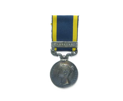 Punjab 1849 Medal Victorian Army of the Punjab medal with single bar 'Mooltan' named to 'Timy Sullivan 10th Foot'.  Disk with