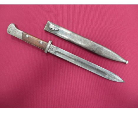 Polish Contract Mauser Bayonet 9 3/4 inch single edged blade with wide fuller. The forte with maker 'Perkun' and stamped with