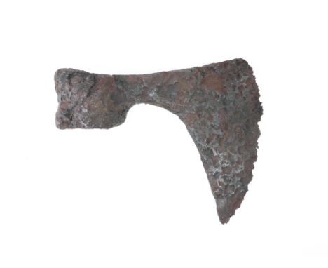 Viking Period Beard Tail Axe Head single edged curved blade with narrow mount leading to the shaft mount. Head in excavated c
