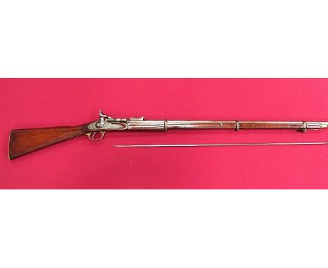 1857 Dated Military 3 Band Snider Rifle .577 36 inch rifled barrel. Rear ladder sight. Snider hinge opening breech. Military 