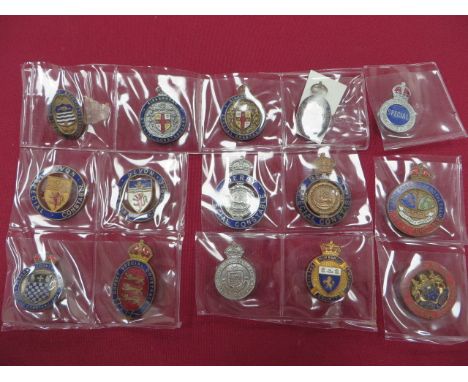 Good Selection of Special Constable Lapel Badges including KC gilt and enamel Derby ... Gilt and enamel Devon ... KC plated a