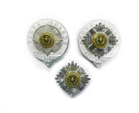 Small Selection of Scots Guards Badges consisting silvered, gilt and enamel Pipe Sergeant ... Silvered, gilt and enamel Pipe 