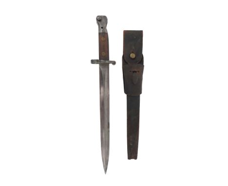 British M1888 MK2 Naval Issue Bayonet 12 inch double edged blade. The forte stamped 'MOLE' and dated '3.01'. Steel muzzle rin