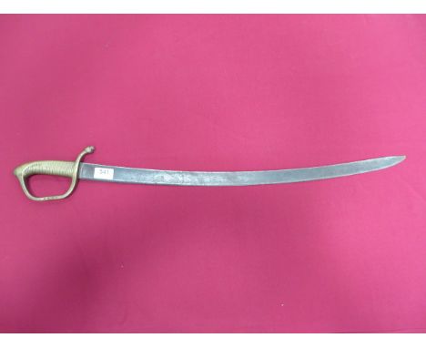 Early 19th Century Continental Infantry Hanger 27 inch single edged slightly curved blade with large central fuller. One piec