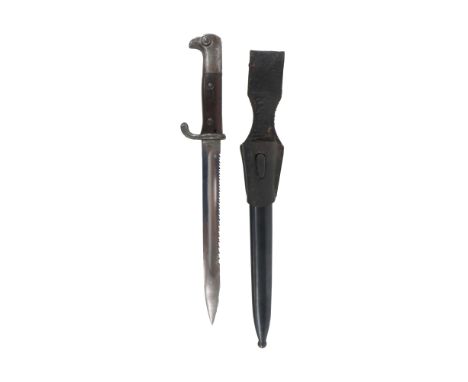 Imperial German M1898 Kurzes Seitengewehr Sawback Bayonet 10 inch single edged blade with wide fuller.  Rear sawback edge.  T