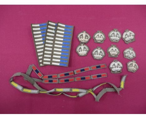 Selection of Arm of Service Bars and Warrant Officer Crowns consisting 36 x blue and white Royal Signals arm of service ... 1