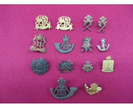Good Selection of Indian Collar Badges including facing pair Prince of Wales Pioneers by Gaunt ... KC bronzed 31st Cavalry by