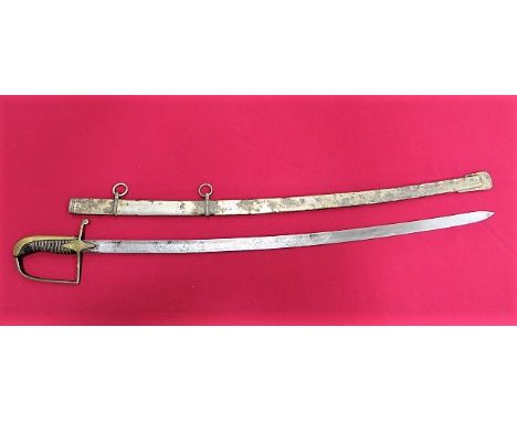 Polish M1917 Cavalry Sword 31 1/2 inch single edged slightly curved blade. Large fuller. The face etched with floral scroll, 