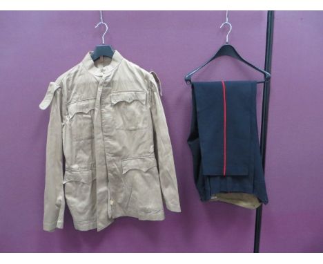 Post WW2 Coldstream Guards OR's KD Tunic light khaki drill single breasted high collar tunic. Pleated chest pockets with butt