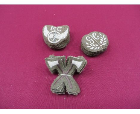 Good Selection of Army Trade Badges consisting 12 x embroidery crossed axes Pioneer ... 12 x embroidery 'GC' within a wreath 