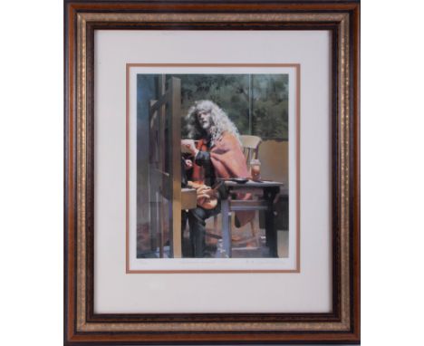 Robert Lenkiewicz, 'Self Portrait at Easel 1992' signed edition print 274/500, 44cm x 35cm, framed and glazed.