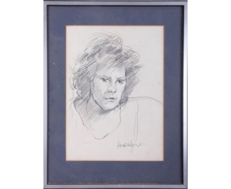 Robert Lenkiewicz, early signed pencil sketch of a Young Women, 36cm x 27cm, framed and glazed.