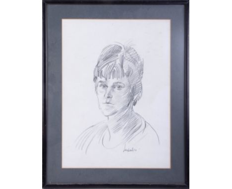 Robert Lenkiewicz, early pencil sketch of a Young man, signed, 38cm x 28cm, framed and glazed.