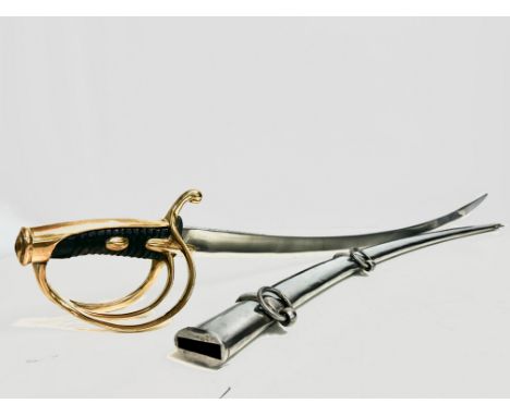 A French later reprodcution light cavlary sabre, back blade inscribed manufactured by Klingenthal dated October 1813