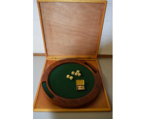 Boxed backgammon type board with dice