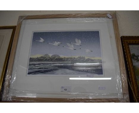 Snowflight by Niki Bowers, limited edition print, 3 out of 45, framed and glazed