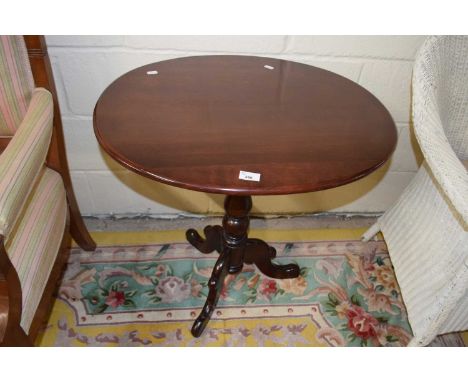 Reproduction tilt top oval side table with tripod leg, 69cm wide