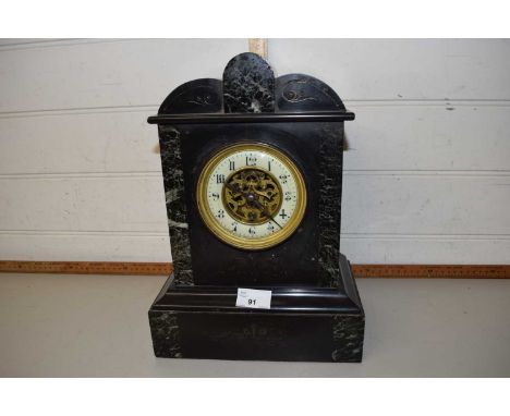 Black slate mantel clock
